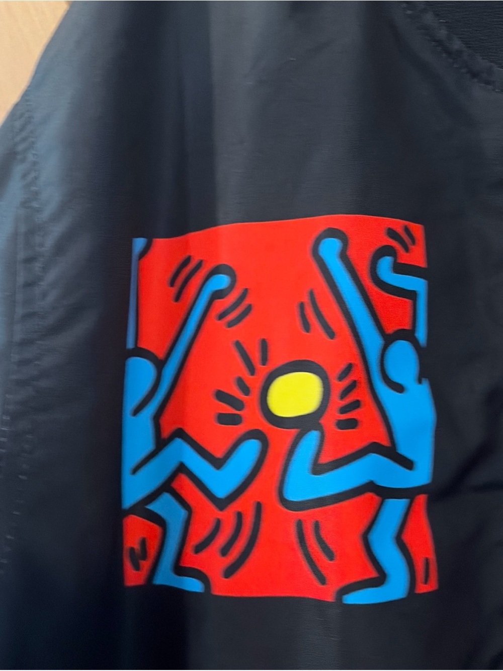 Members Only Unisex Black Keith Haring Graphic Bomber Jacket Medium - Picture 3 of 10